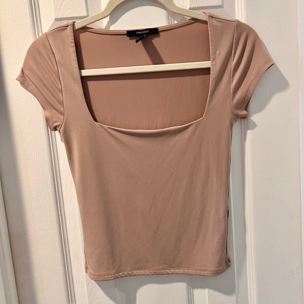 Forever 21 Tan Square-Neck Crop Top